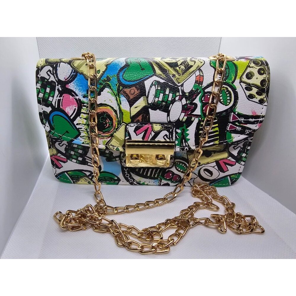 Women's Fashion Color Graffiti Designer Clutch shoulder Handbag